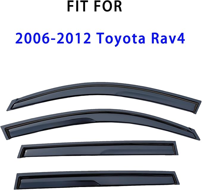 Tape On Window Visors Rain Guards Compatible with 2006-2012 Toyota Rav4,Side Vent Window Deflector Exterior Rain Guard Shade,Weatherproof,UV Resistant,Easy Installation, Enhanced Airflow & Style