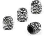 4 Pack Handmade Crystal Rhinestone Tire Valve Stem Caps, Universal for Cars, Trucks and Motorcycles - Glossy Black