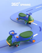 N7 Pro Electric Wiggle Car with Pedal, Rechargeable Battery, CyberWiggle, 2 in 1 Swing Car, 2 Speeds Max 4 Mph, Anti-Rollover, Flashing Wheels, Bluetooth, Ages 3+, 150 Lbs, Green