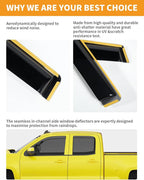 in-Channel Window Rain Guards Fit for Chevrolet(Chevy) Silverado/GMC Sierra Double Cab 2014-2018 Rain Guards Extra Durable Window Deflectors Visors Truck Vent Visors Shades Car Accessories