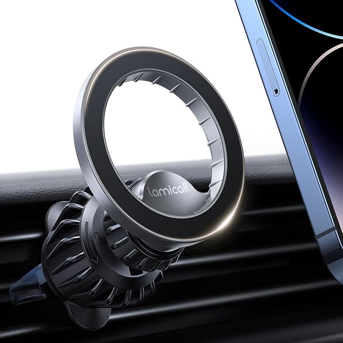 for MagSafe Car Mount - [20 Super Magnets] Magnetic Phone Holders for Your Car, Air Vent Phone Holder Car, HandsFree Cell Phone Holder Mount Accessories for Women Men fit iPhone 17 Pro Silver