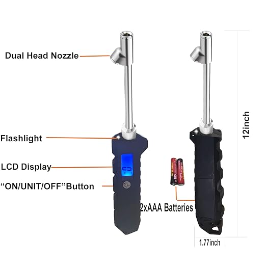 Digital Tire Pressure Gauge 230 PSI Heavy Duty Dual Head Stainless Steel Made for Truck and RV with Backlit LCD and Flashlight Car Accessories