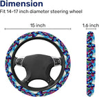 Blue Butterfly Steering Wheel Cover, Non Slip Polyester Car Wheel Protector for Car SUV Truck, Universal 15 Inch