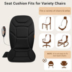 Massage Chair Pad with Full Back Thighs Heat | Back Massager for Chair with 3 Heating Pads 6 Vibrating Motors, Massage Seat Cover for Home Office, Heated Seat Cover Warmer