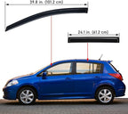 Extra Durable Outside-Mount Auto Vent Window Visor, Fits 2007-2012 Nissan Versa Hatchback, 2007-2011 Nissan Versa Sedan, UV Protection Rain Guard, Original Wind Deflector, Smoke, 4-Pcs