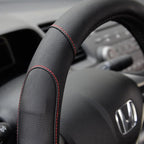 Ergonomic Steering Wheel Cover/Protector for Small Size Steering Wheels in Cars, SUVs, Boats (13.5-14.5") - Grip Drive Pro Comfort Grip (Black/Red Stitching)