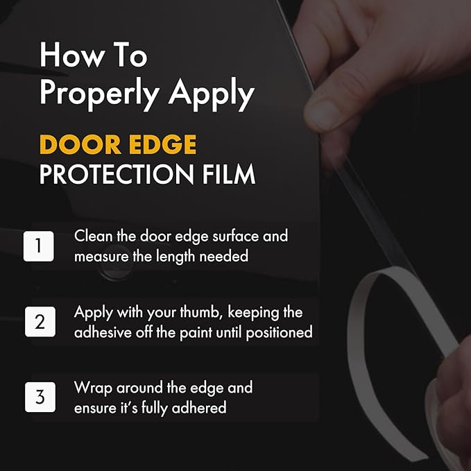 Door Edge Guard Protection Film Roll, 4-18" Strips - Car or Truck Doors, Protective Barrier Against Minor Scratches, Paint Chips, Door Edge Impact, and Dings - Prevents Damage and Possible Rust