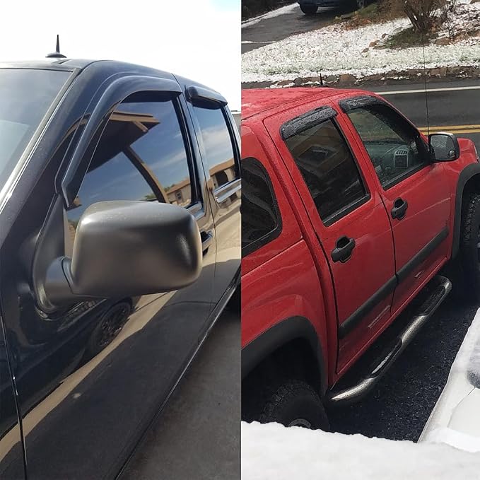Side Wind Vent Deflector Sun Rain Guards for 2023-2025 Chevrolet Colorado & GMC Canyon Crew Cab,4pcs Outside Mount Style Dark Smoke Nice Window Visor 94218