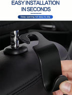 Car Purse Hook, 4 Pack Sturdy Headrest Hooks - Heavy Duty Purse Hanger for Handbags, Grocery Bags, Coats, Universal Fit for All Cars, SUVs, Minivans (Black)