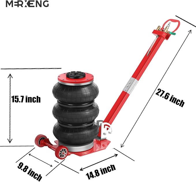 Air Jack, 3 Ton/6600 lbs Air Jack, Portable Pneumatic Jack with Long Hand, Lift up to 15.7", 3-6 s Fast Lifting Pneumatic Jack, with Adjustable Long Handles for Cars, Garages, Repair