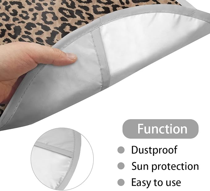 Brown Leopard Print Steering Wheel Cover Sun Shade,Insulated Car Steering Wheel Cover for Blocking Sun & Heat,Cheetah Print Car Accessories 17 inch Steering Wheel Shield for Cars SUV Trucks