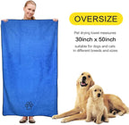 Dog Towel Super Absorbent Pet Bath Towel Microfiber Dog Drying Towel for Small, Medium, Large Dogs and Cats 30inch x 50inch Dark-Blue