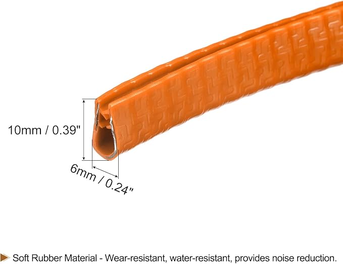 U Channel Edge Trim, 13.1ft Length Rubber Guard Seal Strip Edge Protector Fit for 1-2.5mm Edge, (15/64" W x 25/64" H) Orange