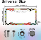 Retro Checkered License Plate Frames，Checkered Car Accessories for Women and Men ，Cute Aluminum License Plate Frame Fits Standard US Vehicles Size 12.2 x 6 Inch (Multicolor-Checkered)