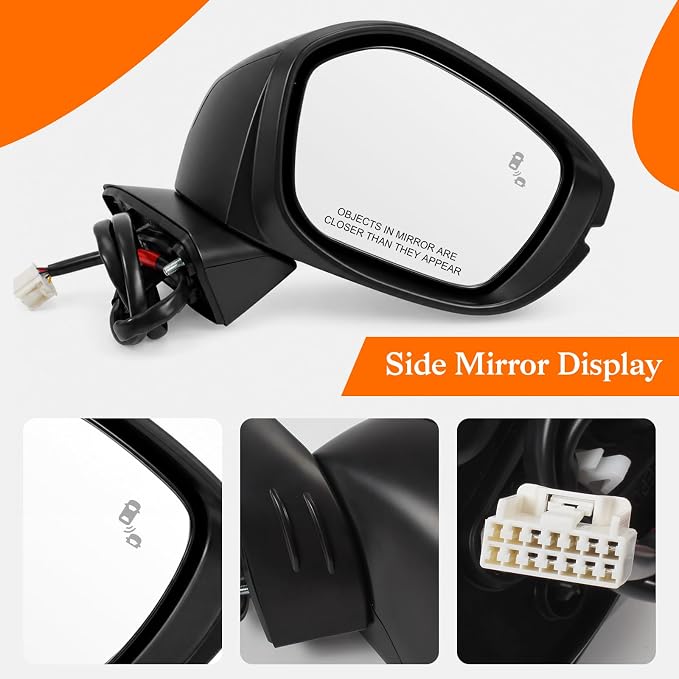 Passenger Side Mirror Replacement Fit for 2022 2023 2024 2025 Honda Civic with Power Adjustment, Heated, Signal Lamp, Blind Spot Monitor, Right Side View Mirror for Honda Civic, HO1321352 8 (Pins)