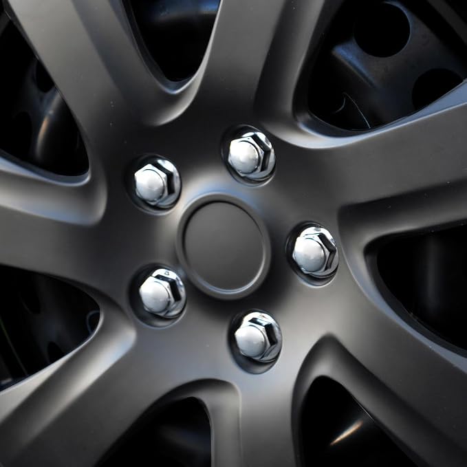 Matte Black Hubcaps Wheel Covers for (2006-2014) Toyota Camry 16 Inch Hubcaps Set of 4, Snap-on Direct OEM Replacement for Toyota Camry Hubcaps 16 Inch Wheel Covers Impact-Resistant Durable