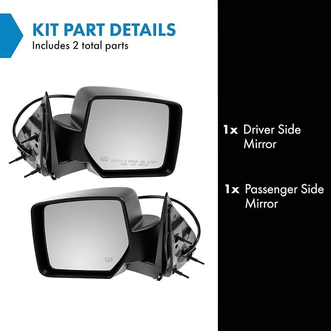 2 Piece Driver and Passenger Side Mirror Assembly Set Electric Adjustment Heated No Memory Textured Compatible with 2008-2012 Jeep Liberty CH1320287 CH1321287