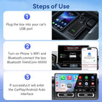 5.0 Wireless CarPlay/Android Auto Adapter USB for Factory Wired Cars (Model Year: 2015 to 2026), Convert Wired Apple CarPlay & Android Auto to Wireless Dongle, Fit in-Dash Navigation