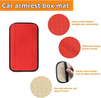 Car Armrest Storage Box Mat, Fiber Leather Car Center Console Cover, Car Armrest Seat Box Cover Accessories Interior Protection for Most Vehicle, SUV, Truck, Car (Red)