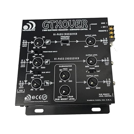 GTXOVER 3-Way Electronic Crossover | 18dB 3rd Order Butterworth, Adjustable Frequency Filters, Subwoofer Level Control, High/Low Pass Outputs for Pro Car Audio Systems