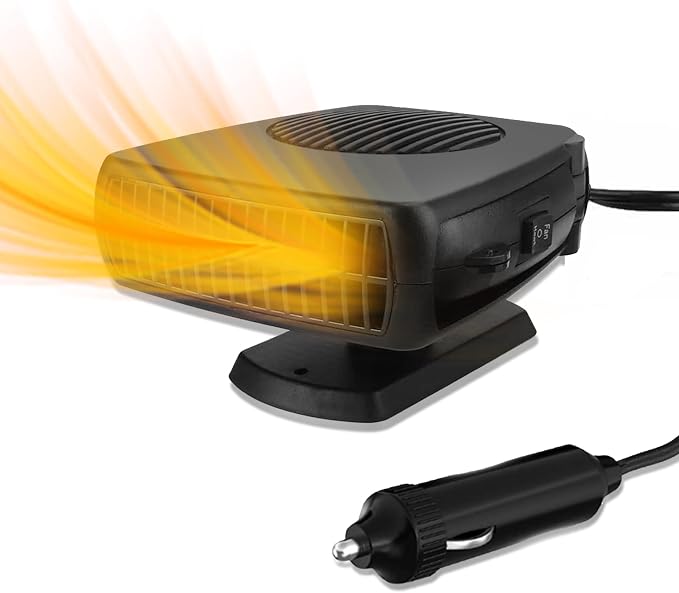 12V Car Heater, 200W Car Heaters That Plug Into Cigarette Lighter Portable electric Heaters for Cars, Car Defroster Windshield Demister, Auto Defogger 360° Rotatable With Ergonomic Handle