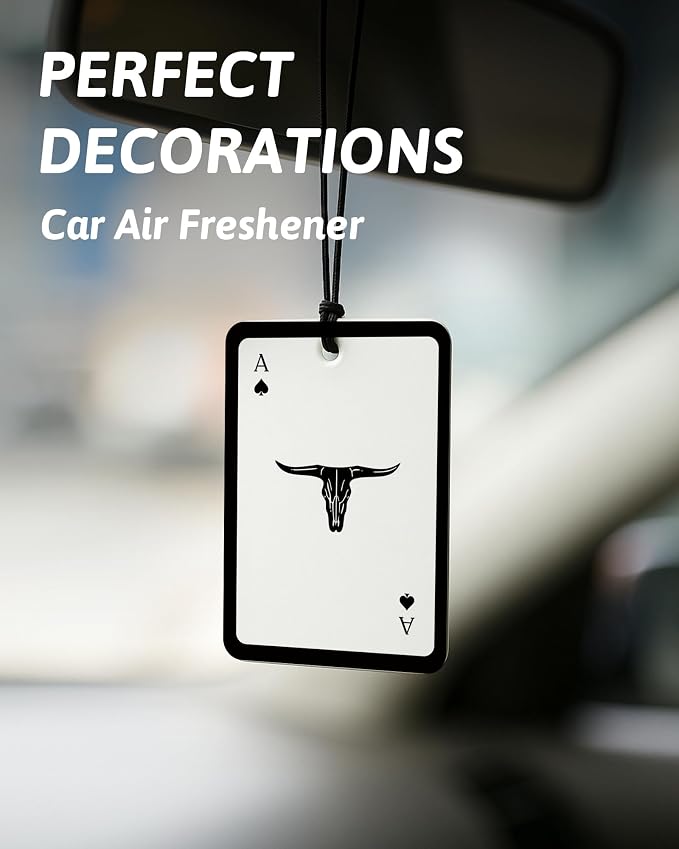 Black and White Western Car Air Freshener 4 Pcs, Preppy Cow Skull Cactus Cowgirls Boots Hanging Air Freshener for Cars Closet Drawer Books, Western Car Accessories Mirror Decor for Women Men