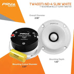 Bullet Super Tweeters - Neodymium, 3 Inch Slim, 120 Watts Max Power, Easy to Mount Pair, 4 Ohm, White