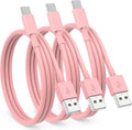 3 Pack Car Carplay Cable for iPhone 16 15 Pro Max 15 Plus Car Charger, 3FT USB to USB C Cable for Car Charger Adapter, Carplay USB C Cord Accessories Charging for iPad 10th Gen/iPad Pro Air 5th-Pink