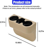 YoRise Car Cup Holder, PU Leather Automotive Cup Drink Holder, Car Seat Gap Filler Storage Box, Multifunctional Front Seat Organizer, Cell Mobile Phone Holder, Coin Bucket (Beige)