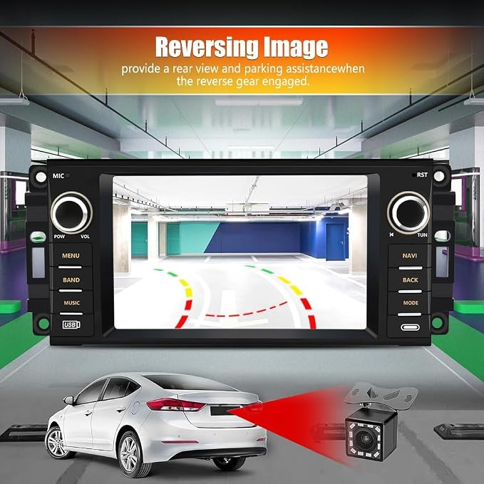 Car Radio Stereo for Jeep Wrangler JK 2007-2018 Dodge Ram 1500 2008-2012, 7 Inch Touch Screen CarPlay Android Auto Bluetooth GPS WiFi FM with Backup Camera