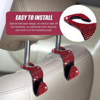 2 Pack Car Hooks, Bling Rhinestones Crystal Hooks, Auto Seat Back Organizers, Car Decorations Backseat Hanger, Car Seat Hooks Perfect for Holding Handbags, Clothes, Purses and Water Bottles