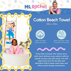 Ms. Rachel Kids Super Soft Cotton Bath/Pool/Beach Towel, 58 in x 28 in, (Officially Licensed Product) By