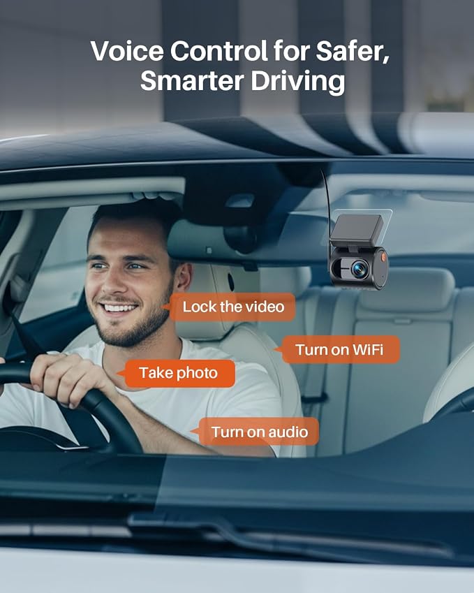 2K Tiny Dash Cam, 1296P QHD Mini Car Camera DashCam - Voice Control, G -Sensor, Free 32GB TF Card, Built-in WiFi, APP Control, WDR/3D DNR with Super Night Vision, 24H Parking Mode