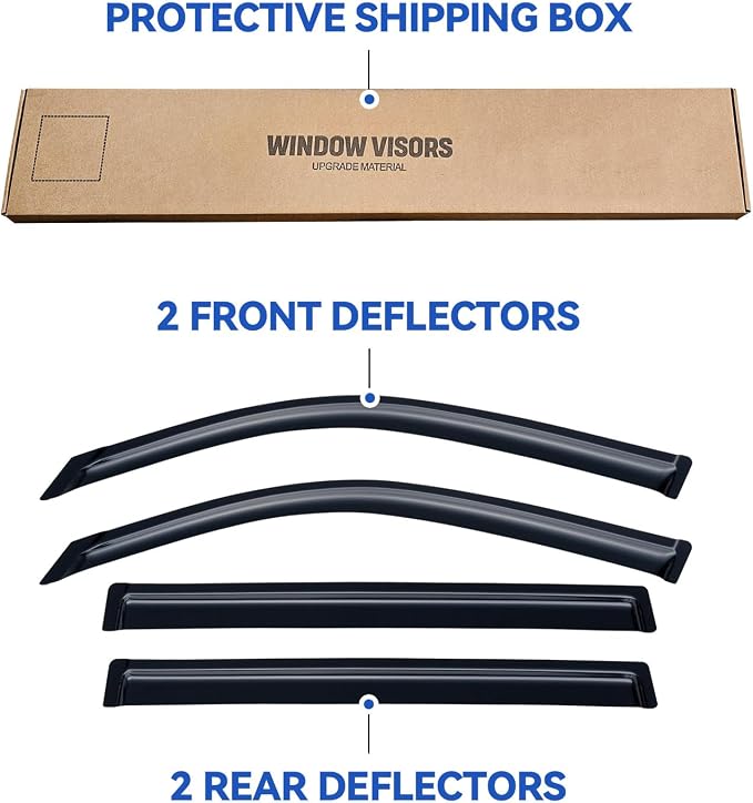 Window Visors Rain Guards for 2008-2016 Toyota Land Cruiser, Out-Channel Window Vent Wind Deflectors Visors Shades