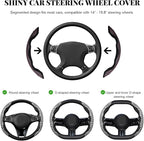2 PCS Steering Wheel Cover, Segmented Car Wheel Covers with Crystal Rhinestones, Non-Slip Protector Bling Sparkly Decoration for Most Steering Wheels, Car Accessories (Pink)