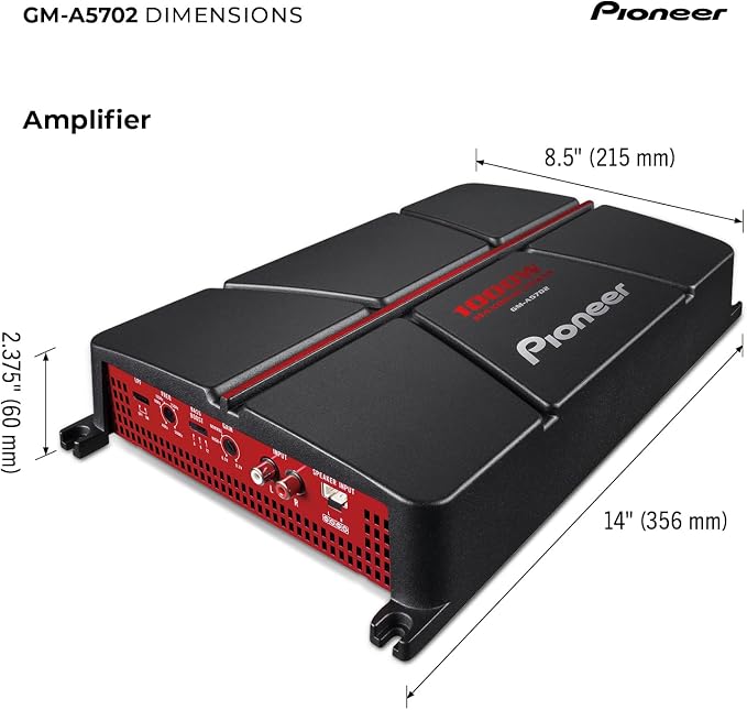 GM-A5702 2-Channel Car Amplifier – 1000W Max, Class AB, Bridgeable Design, Bridgeable, Variable Filters, High Power