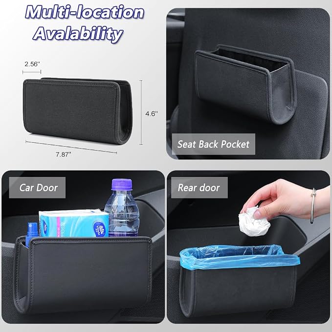 2Pcs Multifunctional Storage Box,Car Trash Can, Auto Door Side Organizer,Large Capacity Storage Bag,Back Seat Storage Pocket, Car Accessories Organizer Box(Style A)