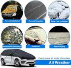 Universal SUV MPVHalf Car Cover Waterproof All Weather, Hail Protector Car Body Covers Outdoor Indoor for All Season Windproof Dustproof UV Resistant Snowproof Protect Your Windshield and Roof
