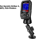 Aluminum Kayak 1" Ball Mount for Garmin Striker 4 / Plus 4 / Vivid 4cv, Fish Finder Mount with Round Plates & T-Bolt Track Base, Medium Arm Marine Electronic Holder Compatible with Lowrance, Raymarine