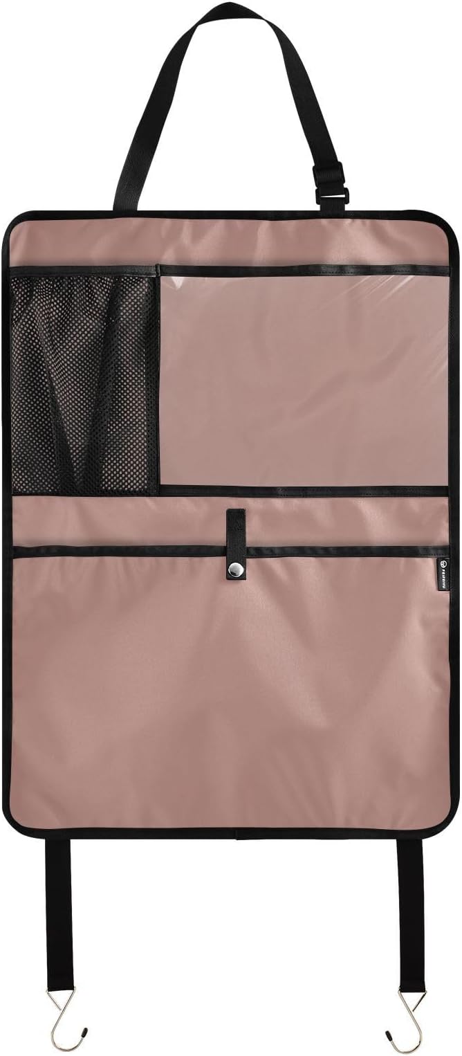 Rose Gold Car Seat Organizer for Kids Backseat Kick Mat with Adjustable Strap Seat Back Cover for Vehicle SUV Car 1 Pcs