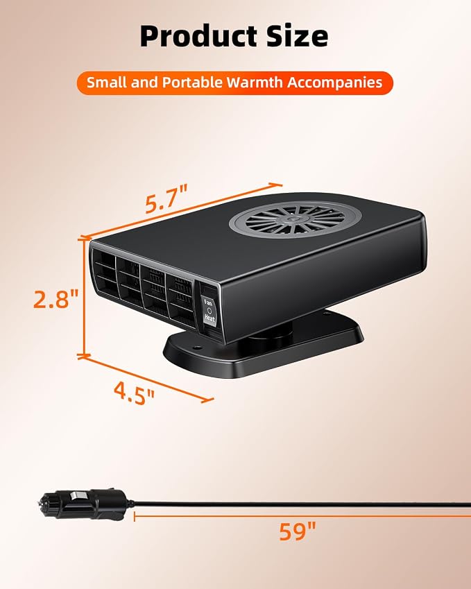 Car Heater,12V 150W Portable Windshield Defogger and Defroster,Plugs into Cigarette Lighter,Rotatable Fast Heating Car Window Defroster Windshield Defogger,Heating & Cooling Automobile Heater