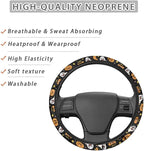 Elastic Steering Wheel Cover Non-Slip Steering Wheel Protection | Ghost Pumpkin Print, Halloween Decor, Steering Wheel Protector No Smell Fashion Machine Washable Universal