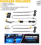 RGB LED Car Interior Bluetooth USB Light Strip, w/Wireless Remote and APP Control,4 PCS Under Dash Footwell Ambient Lights Kits, DIY Music Mode Universal for Vehicle Internal, SUV, Trucks