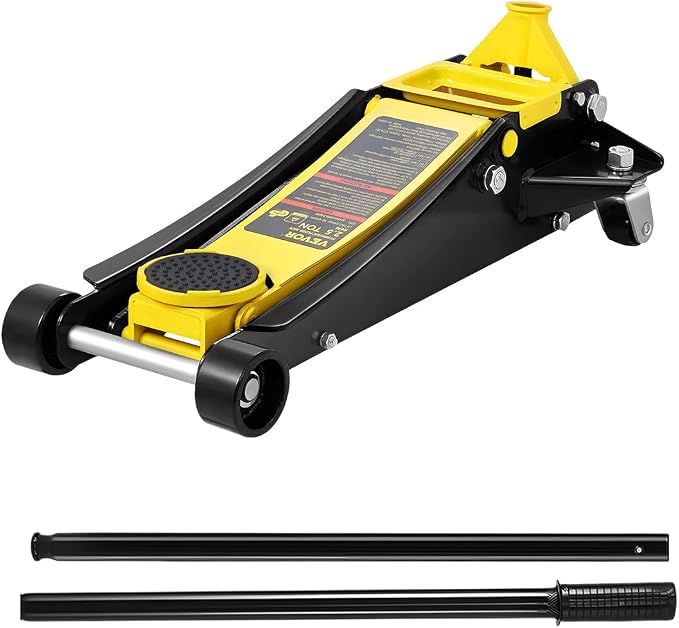2.5 Ton Low Profile, Heavy-Duty Steel Racing Floor Jack with Dual Pistons Quick Lift Pump, Lifting Range 3.64"-19.49"