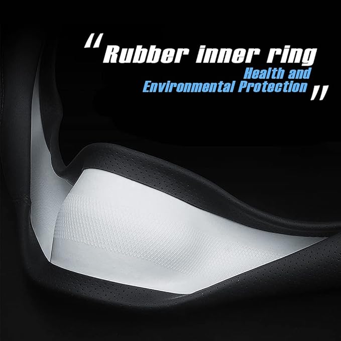 New Nappa Leather car Steering Wheel Cover, Universal 15 inch Black