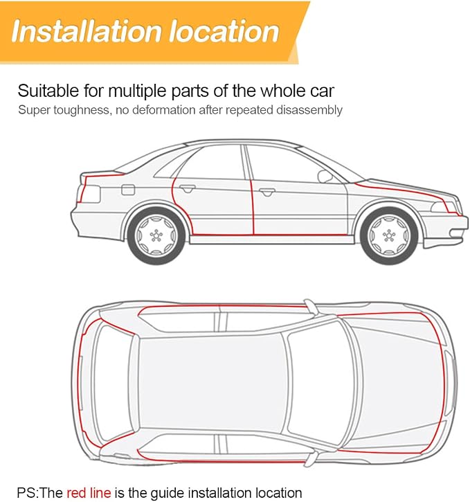 Car Door Edge Guards, 16Ft Rubber Seal Car Door Edge Trim, U Shape Door Edge Protector Guard, Aluminum Weather Proofing Automotive Door Edge Molding Protection for Most Car (Black)