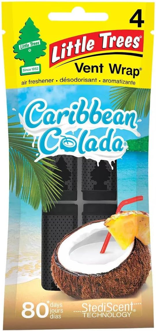 Car Air Freshener Vent Wrap Provides Long-Lasting Scent, Invisibly Fresh. Caribbean Colada, 16 count, 4-Packs