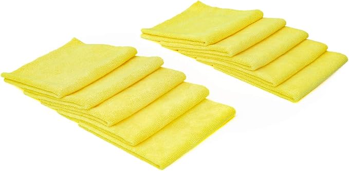 Edgeless 300 - Microfiber Detailing Towels, Perfect for Removing Polishes, Sealants, and Glaze; Great for Interior Cleaning and Dirty Jobs; 300GSM, 16in x 16in, Yellow (10-Pack)