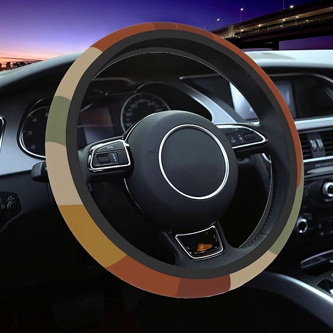 Car Steering Wheel Cover for Women Men, Non-Slip Sun Rays Bending Steering Wheel Protector, Universal 14"-15" Fit for Cars, SUVs, Trucks (Sun Rays Bending)