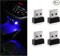 4 PCS USB LED Car Interior Atmosphere Lamp, Portable Mini LED Night Light, Plug-in USB Interface Trunk Ambient Lighting Kit, Universal Interior Car Accessories (Blue)